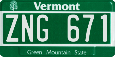 VT license plate ZNG671