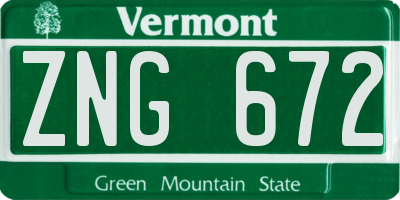VT license plate ZNG672