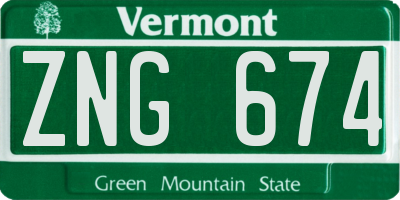 VT license plate ZNG674