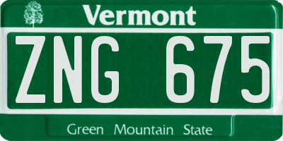 VT license plate ZNG675