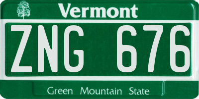 VT license plate ZNG676