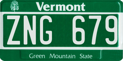 VT license plate ZNG679
