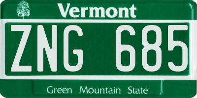 VT license plate ZNG685