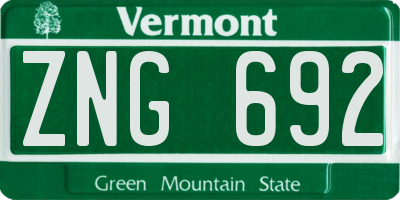 VT license plate ZNG692