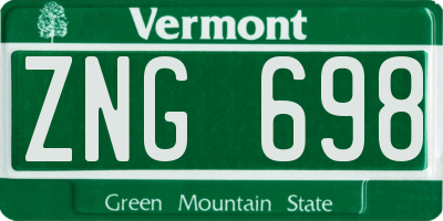 VT license plate ZNG698