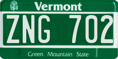 VT license plate ZNG702