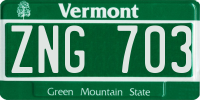 VT license plate ZNG703