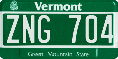 VT license plate ZNG704