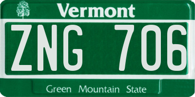 VT license plate ZNG706