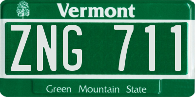 VT license plate ZNG711
