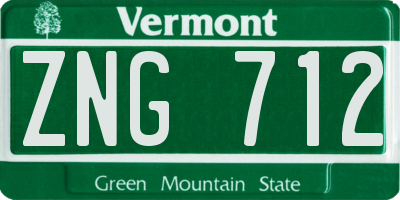 VT license plate ZNG712