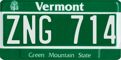 VT license plate ZNG714