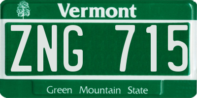 VT license plate ZNG715