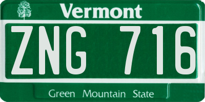 VT license plate ZNG716