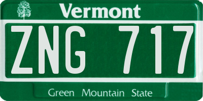 VT license plate ZNG717