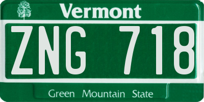 VT license plate ZNG718