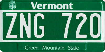 VT license plate ZNG720