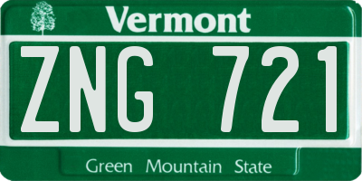 VT license plate ZNG721