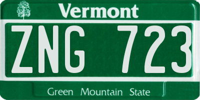 VT license plate ZNG723