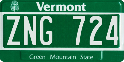 VT license plate ZNG724