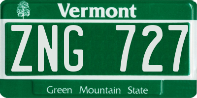 VT license plate ZNG727