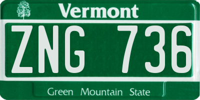 VT license plate ZNG736