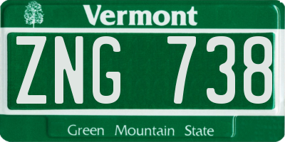 VT license plate ZNG738