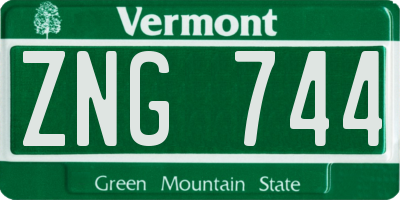 VT license plate ZNG744