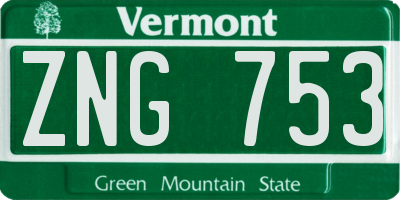 VT license plate ZNG753