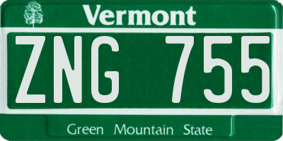 VT license plate ZNG755