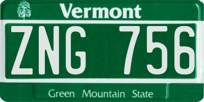 VT license plate ZNG756