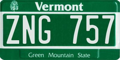 VT license plate ZNG757