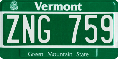 VT license plate ZNG759