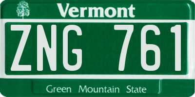 VT license plate ZNG761