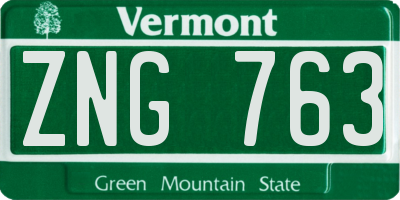 VT license plate ZNG763