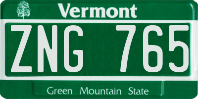 VT license plate ZNG765