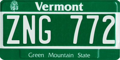 VT license plate ZNG772