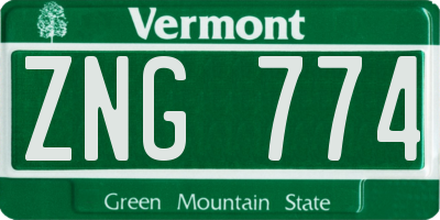 VT license plate ZNG774