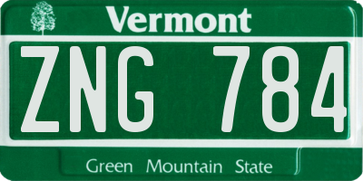 VT license plate ZNG784
