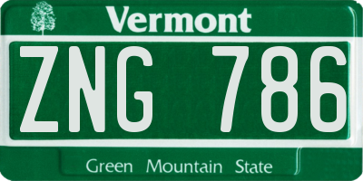VT license plate ZNG786