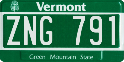 VT license plate ZNG791
