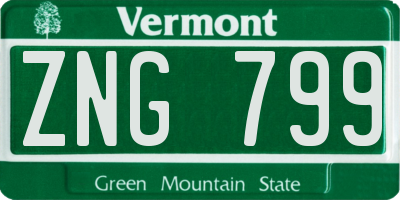 VT license plate ZNG799