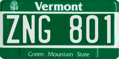 VT license plate ZNG801