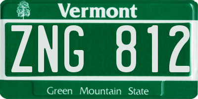 VT license plate ZNG812