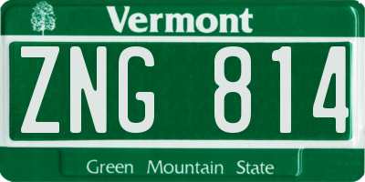 VT license plate ZNG814