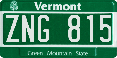 VT license plate ZNG815