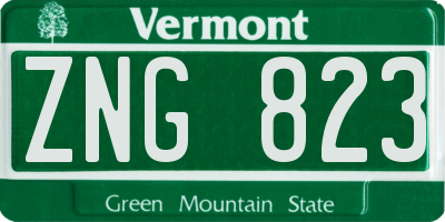 VT license plate ZNG823