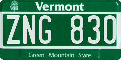 VT license plate ZNG830