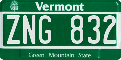 VT license plate ZNG832