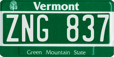 VT license plate ZNG837